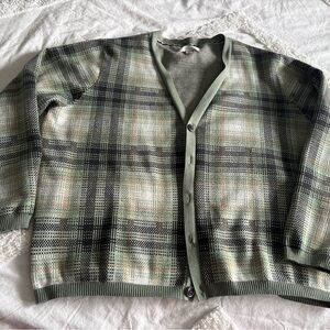 Sun + Stone Men's Green Checkered Cardigan